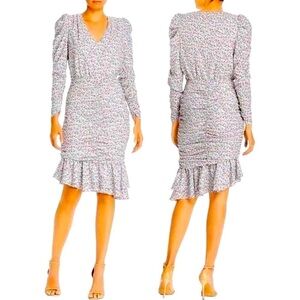 NWT Designer NOTES DU NORD Naya Ruched Midi Dress Flower Symphony 10 MSRP $280
